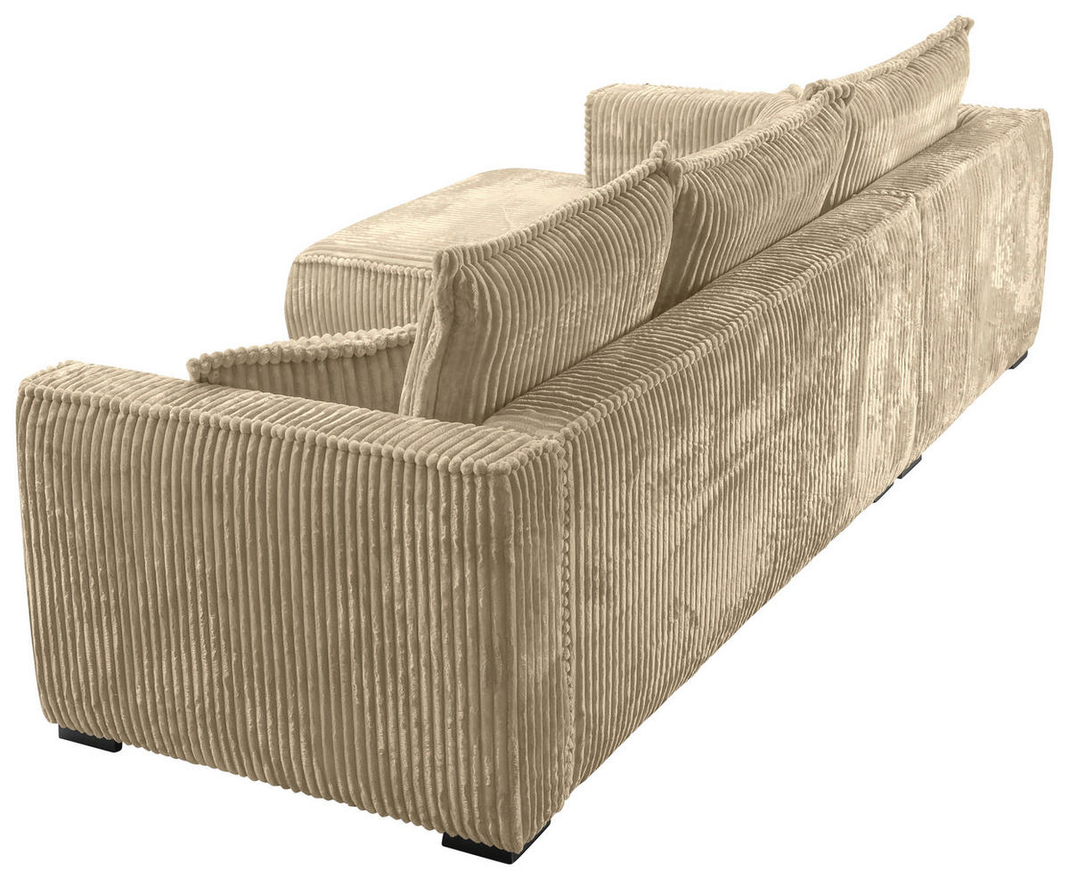 ECKSOFA in Cord Beige  - Beige/Schwarz, Modern, Holz/Textil (208/322cm) - MID.YOU