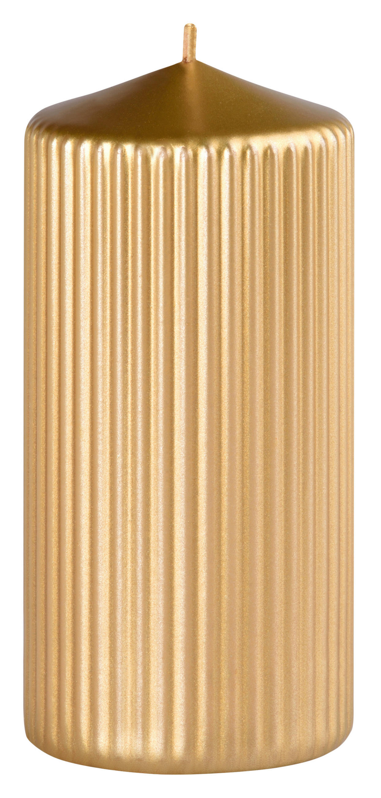 VALCOVÁ SVIEČKA - zlatá, Basics, prírodné materiály (7/14/7cm)