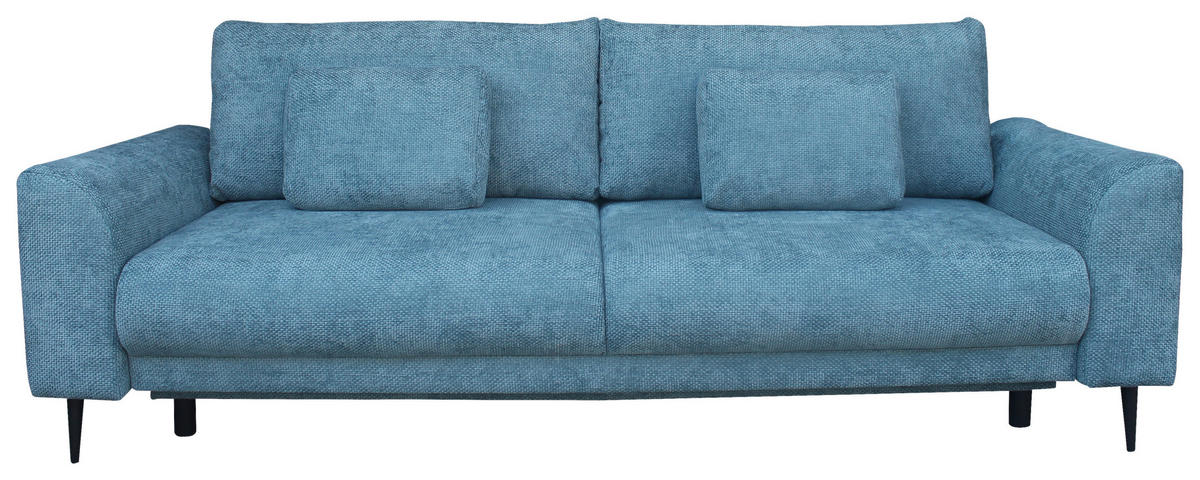 SCHLAFSOFA  mit Liegefunktion, Schlafen auf Sitzhöhe, Rücken echt Chenille Petrol  - Petrol/Schwarz, KONVENTIONELL, Textil/Metall (235/90/104cm) - Carryhome