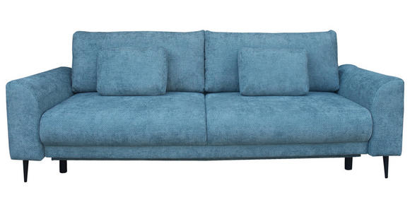 SCHLAFSOFA mit Liegefunktion, Schlafen auf Sitzhöhe, Rücken echt Chenille Petrol - Petrol/Schwarz, KONVENTIONELL, Textil/Metall (235/90/104cm) - Carryhome