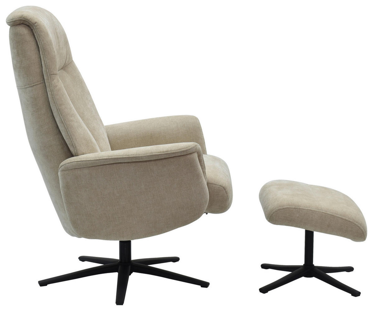 RELAXSESSELSET RELAVO Webstoff Hocker    - Beige/Schwarz, Design, Textil/Metall (72/109/86/111/81cm) - Livetastic