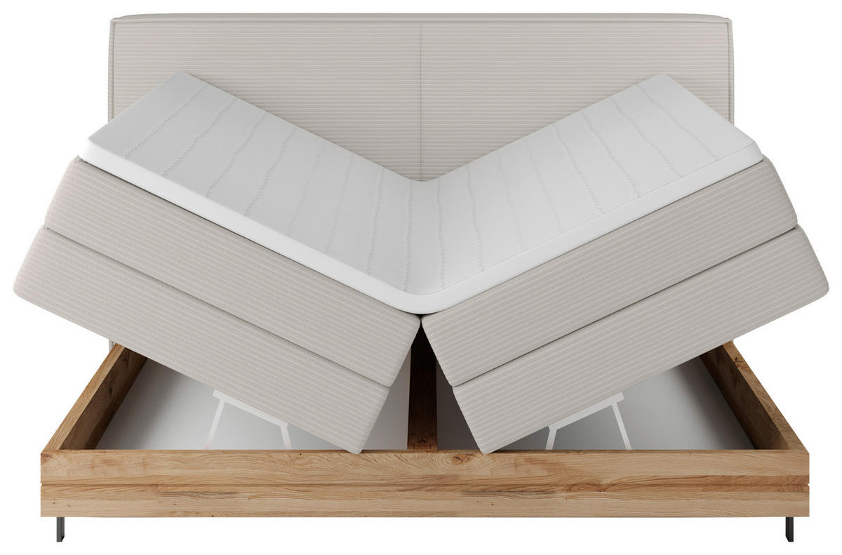 BOXSPRINGBETT 160/200 cm  in Creme  - Creme/Schwarz, Natur, Holz/Textil (160/200cm) - Valnatura