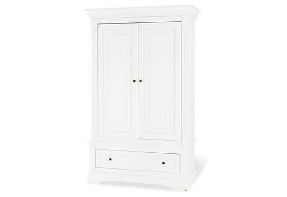 BABYKLEIDERSCHRANK PINOLINO EMILIA Weiß  - Anthrazit/Weiß, ROMANTIK / LANDHAUS, Holzwerkstoff/Metall (128/208/58cm) - Pinolino