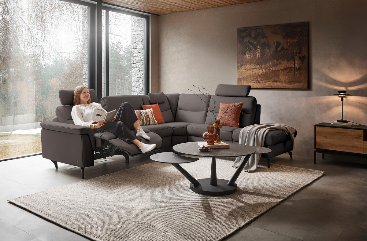ECKSOFA in Echtleder Dunkelbraun  280/249 cm  - Anthrazit/Dunkelbraun, Design, Leder/Metall (280/249cm) - Himolla Komfortklass