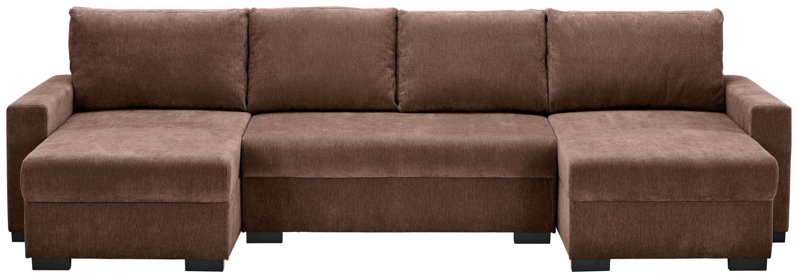 WOHNLANDSCHAFT Dunkelbraun Chenille  - Dunkelbraun/Schwarz, KONVENTIONELL, Kunststoff/Textil (140/328/140cm) - Ti'me