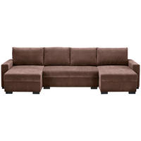 WOHNLANDSCHAFT Dunkelbraun Chenille  - Dunkelbraun/Schwarz, KONVENTIONELL, Kunststoff/Textil (140/328/140cm) - Ti'me