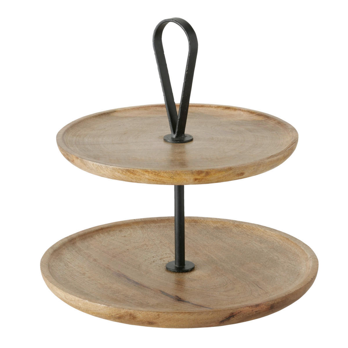 POSCHODOVÝ STOJAN    - čierna/prírodná farba, Basics, kov/drevo (35/35/35cm)