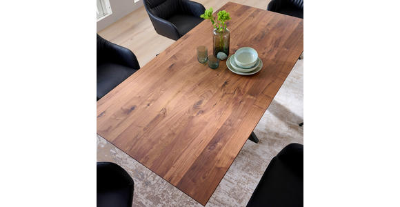 ESSTISCH in Holz, Metall 200-285/100/75 cm  - Nussbaumfarben/Schwarz, Natur, Holz/Metall (200-285/100/75cm) - Linea Natura