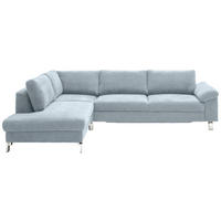 ECKSOFA in Velours Hellblau  - Chromfarben/Hellblau, Design, Textil/Metall (200/281cm) - Hom`in