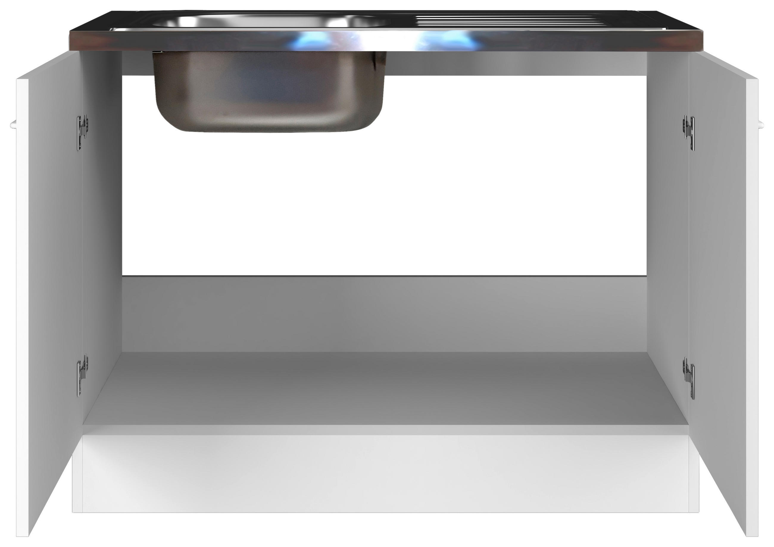 Thumbnail - FlexWell Spülenunterschrank, Weiß, Kunststoff, einzeln stellbar, 100x85x50 cm, Made in Germany, individuell planbar, Küc...