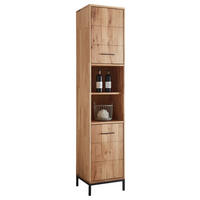 HOCHSCHRANK 40/190/35 cm  - Wildeiche/Schwarz, Basics, Holz/Metall (40/190/35cm) - Linea Natura