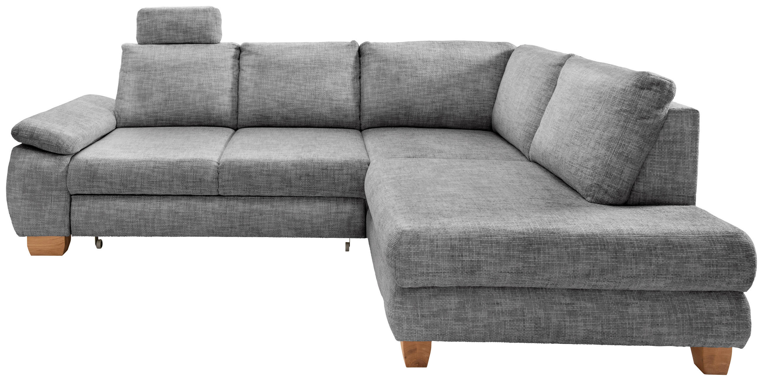 ECKSCHLAFSOFA in Struktur Silberfarben  - Wildeiche/Silberfarben, Modern, Holz/Textil (265/206cm) - Livetastic