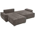 ECKSOFA Taupe Chenille Rückenkissen, Bettkasten, Schlaffunktion, Rücken echt, Armteilverstellung, Liegefläche im Originalstoff  - Taupe/Silberfarben, KONVENTIONELL, Holz/Textil (187/293cm) - Carryhome