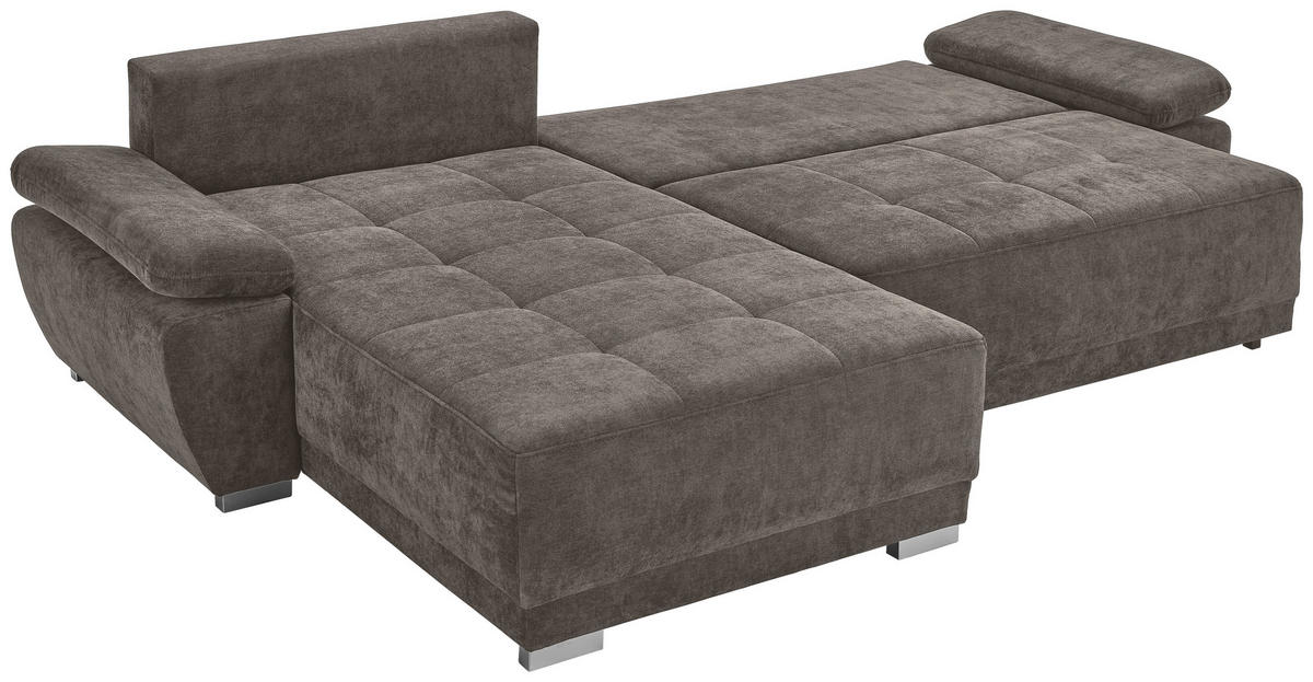 ECKSOFA Taupe Chenille  - Taupe/Silberfarben, KONVENTIONELL, Holz/Textil (187/293cm) - Carryhome