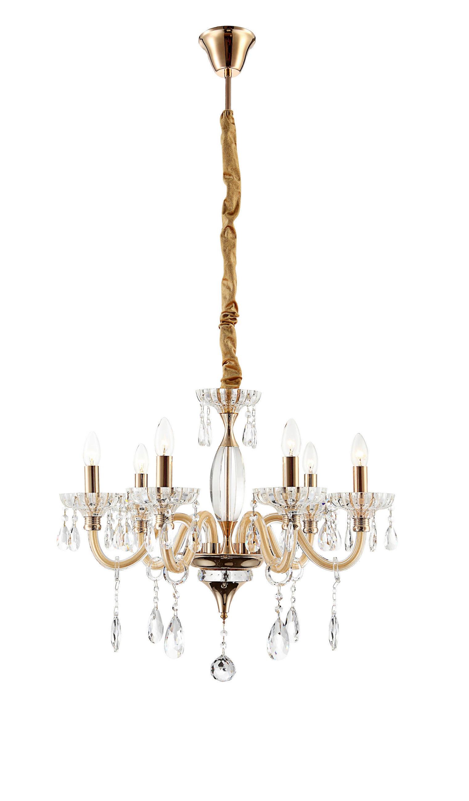 KRONLEUCHTER 56,5/115 cm   - Goldfarben, LIFESTYLE, Glas/Metall (56,5/115cm) - Globo