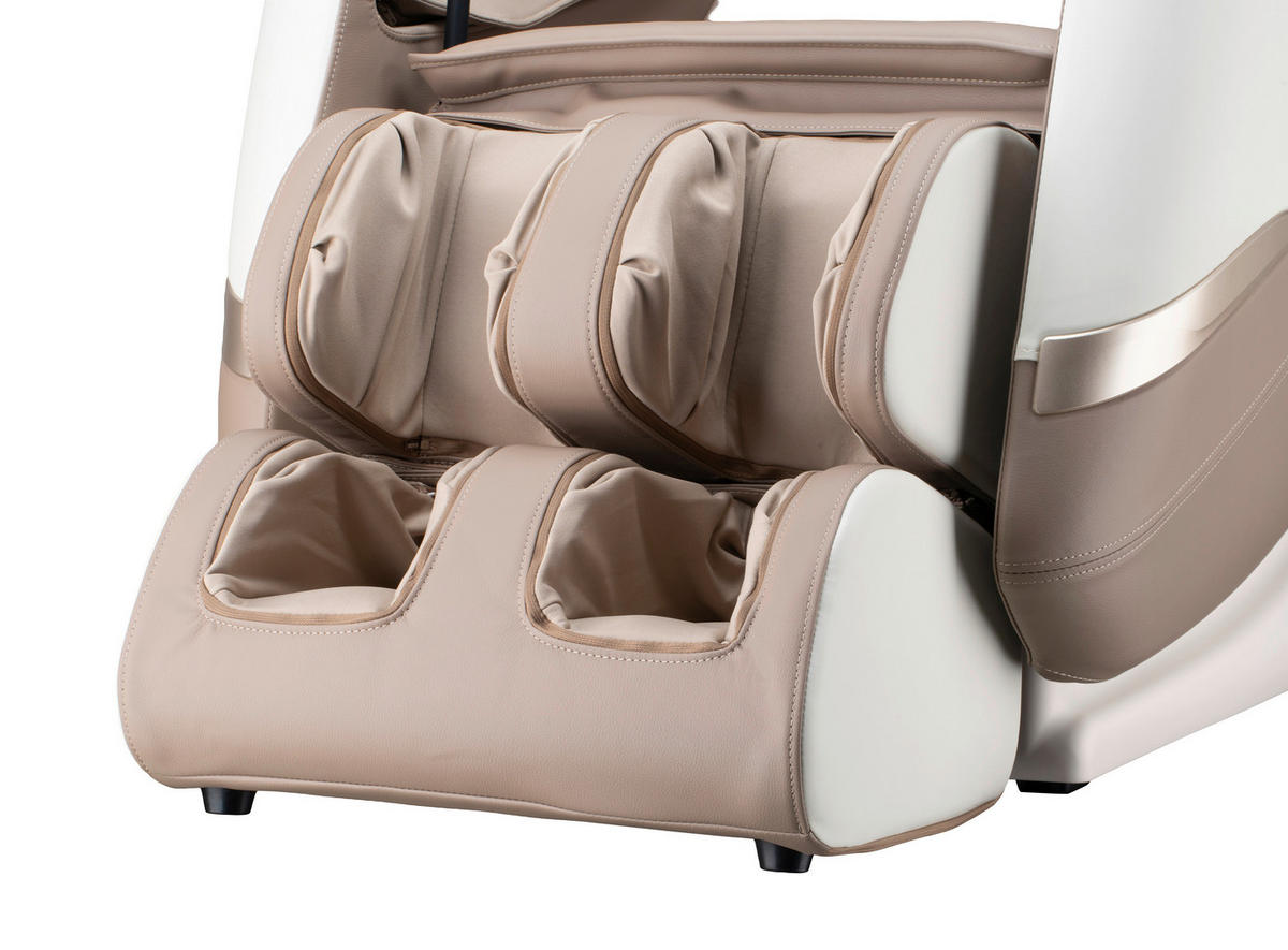MASSAGESESSEL M Series  mit Lederlook Weiß, Hellbraun Relaxfunktion, Liegefunktion, Netzbetrieb, Massagefunktion, ausziehbare Fußstütze, automatische Rückholfunktion, Bluetooth-Lautsprecher, inklusive Armlehnen, Nackenkissen abnehmbar Rückenkissen, Nackenstütze, Sitzkissen, Relaxfunktion, Fußteilverstellung, Nackenkissen  - Hellbraun/Schwarz, KONVENTIONELL, Kunststoff/Textil (75,5/113/147,3cm) - Novel