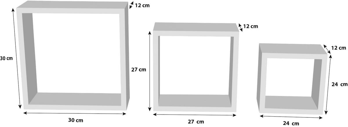 Hängeregal Simple 30x30cm 30-27-24/30-27-24/12 cm barve hrasta  - barve hrasta, Moderno, umetna masa/leseni material (30-27-24/30-27-24/12cm) - Carryhome