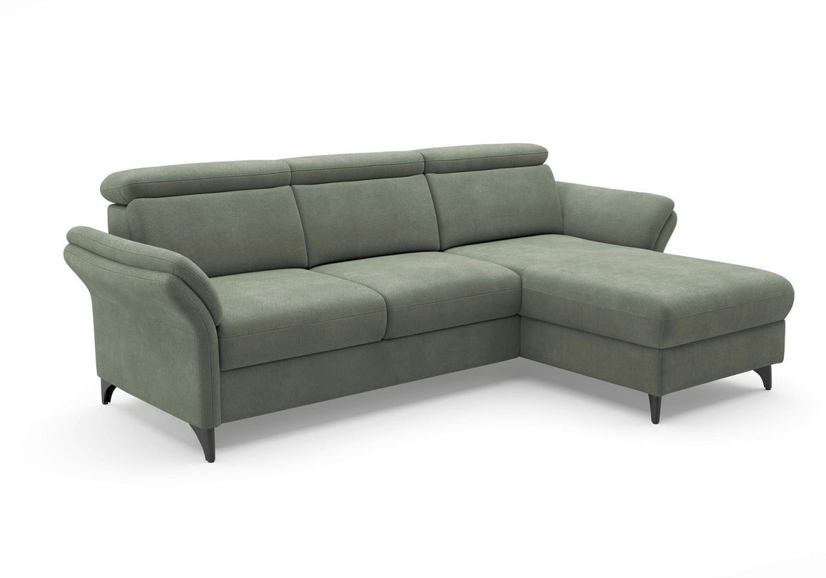 ECKSOFA GLENDALE E Dunkelgrün Flachgewebe  - Dunkelgrün/Schwarz, KONVENTIONELL, Textil/Metall (253/166cm) - Sit & More
