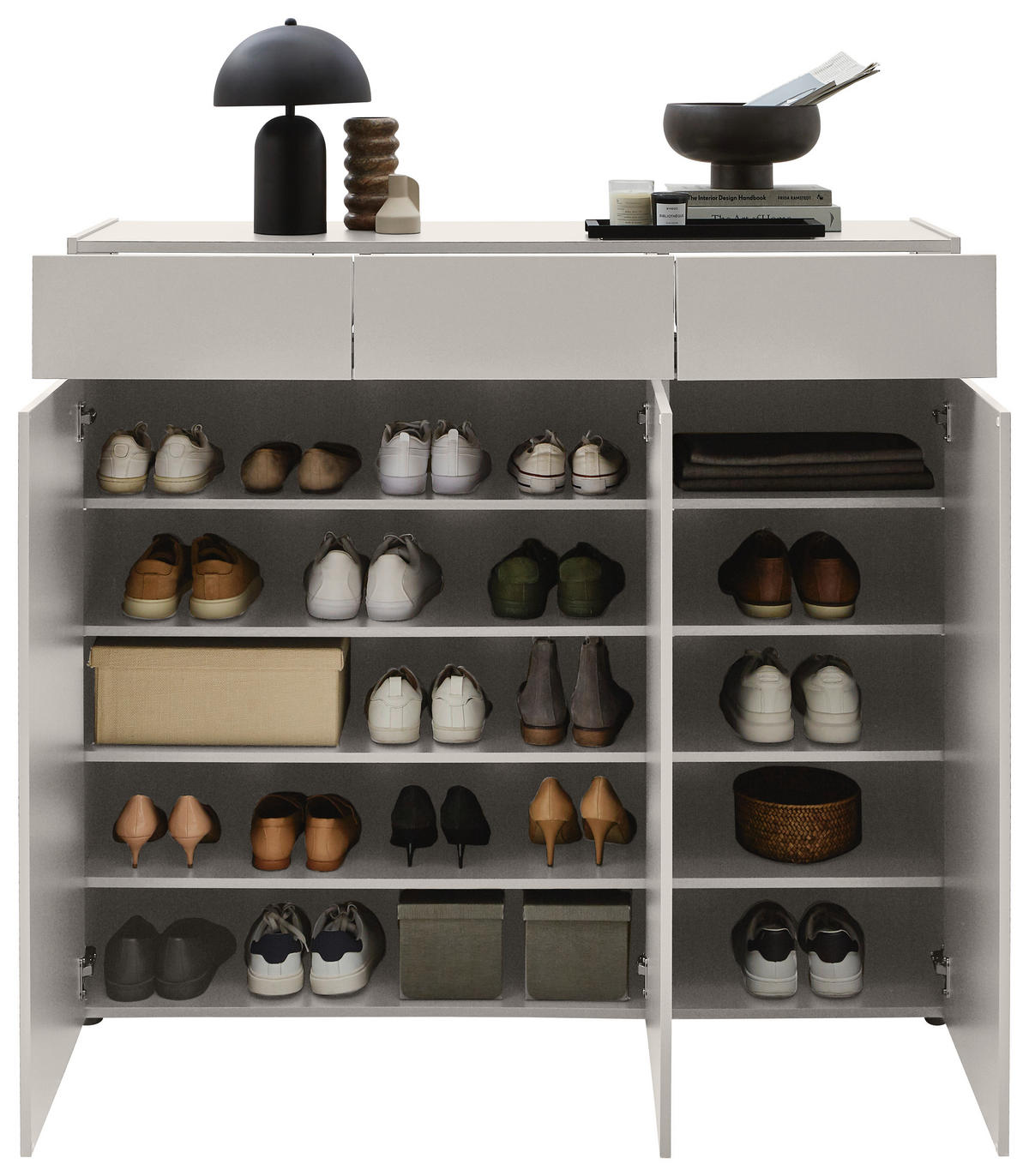 SCHUHSCHRANK  in 135/121/40 cm  - Kaschmir/Schwarz, Design, Holzwerkstoff/Kunststoff (135/121/40cm) - Voleo