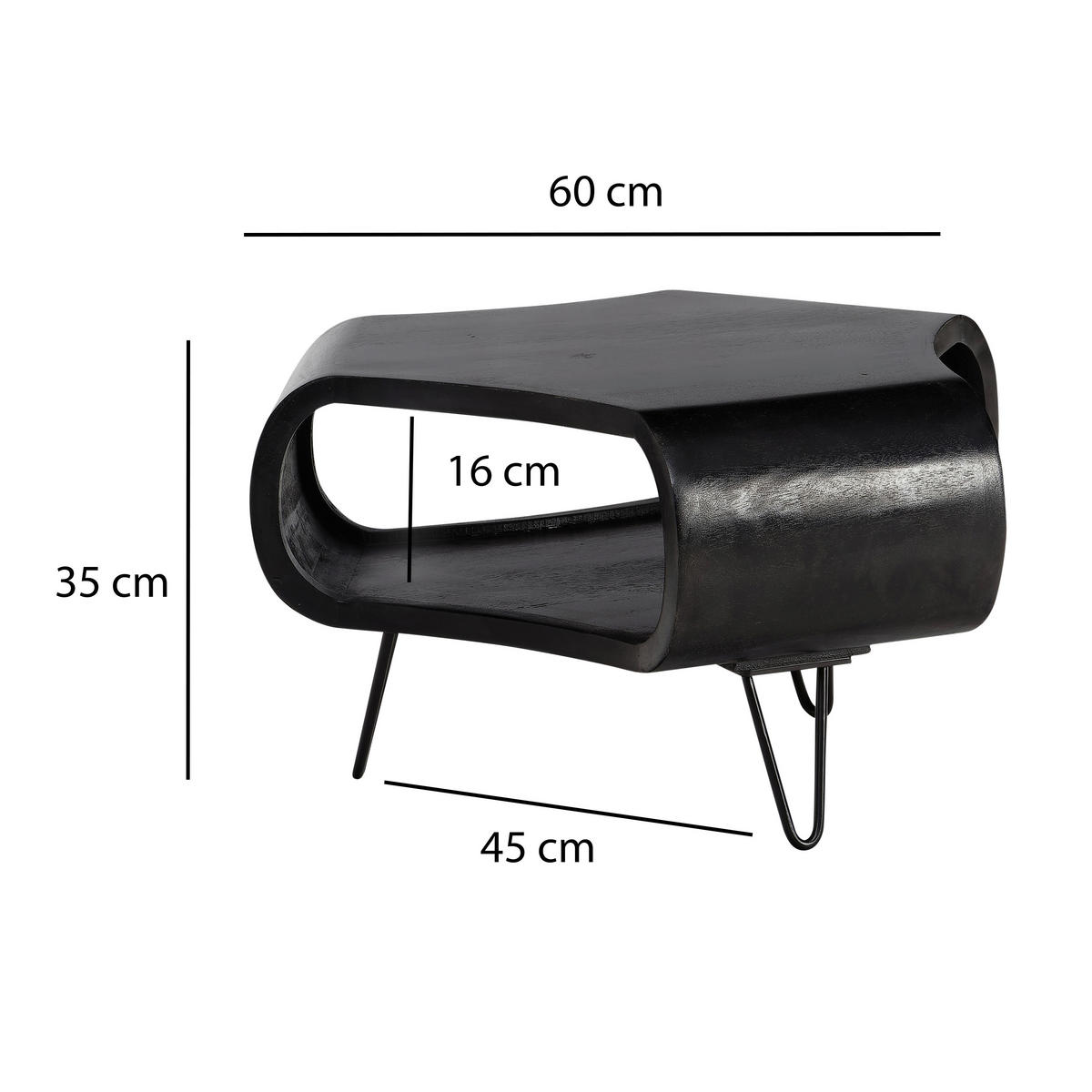 COUCHTISCH Mangoholz massiv 60/60/35 cm organisch Schwarz  - Schwarz, Design, Holz/Metall (60/60/35cm) - Livetastic