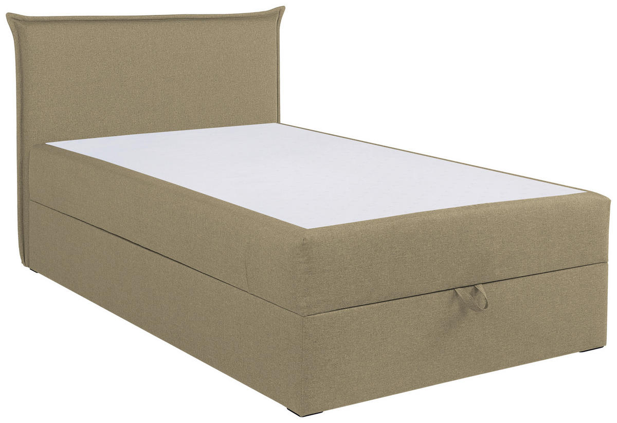 BOXBETT 120/200 cm,  in Beige, H3 = fest  - Beige/Schwarz, MODERN, Kunststoff/Textil (120/200cm) - MID.YOU