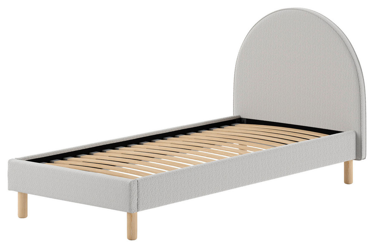 KINDER-/JUNIORBETT - Naturfarben/Grau, ROMANTIK / LANDHAUS, Holz/Textil (90/200cm) - MID.YOU