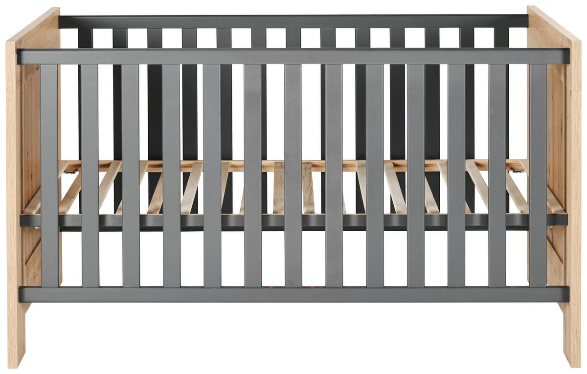 GITTERBETT Clair  144/78/82 cm   - Anthrazit/Eiche Artisan, Basics, Holz/Holzwerkstoff (144/78/82cm) - Jimmylee