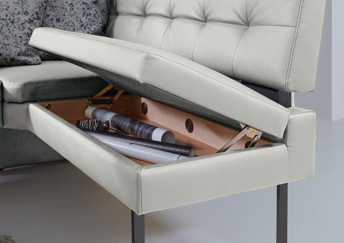 ECKBANK 200/158 cm  in Hellgrau  - Hellgrau/Schwarz, Design, Textil/Metall (200/158cm) - Dieter Knoll
