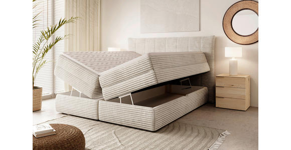 BOXSPRINGBETT 180/200 cm in Beige - Beige/Schwarz, Design, Kunststoff/Textil (180/200cm) - Esposa