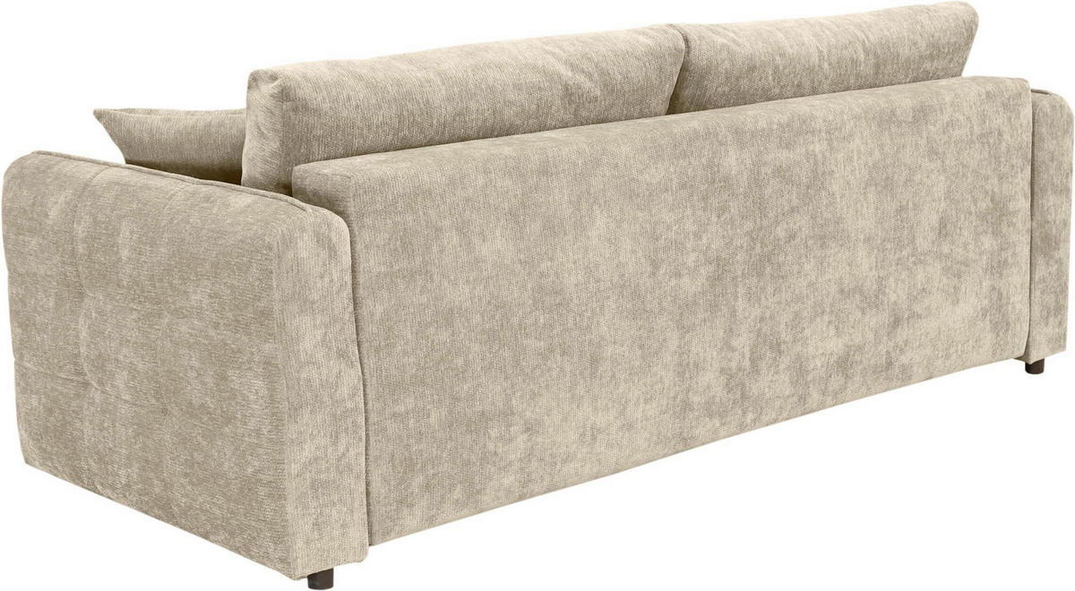 BOXSPRINGSOFA Chenille Naturfarben  inkl. Zierkissen, Rückenkissen, Bettkasten, Schlaffunktion  - Schwarz/Naturfarben, KONVENTIONELL, Kunststoff/Textil (235/94/103cm) - Novel