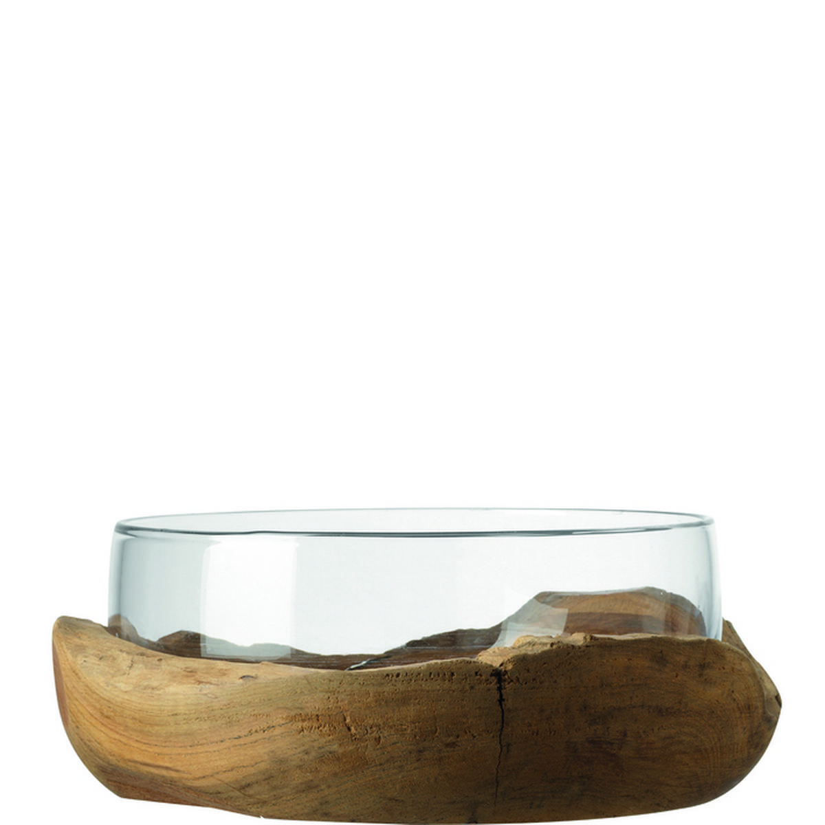 DEKOSCHALE - Klar/Braun, Basics, Glas/Holz (28/11cm) - Leonardo