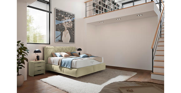 BOXSPRINGBETT 200/200 cm  in Creme  - Creme/Schwarz, Design, Kunststoff/Textil (200/200cm) - Johann Jakob