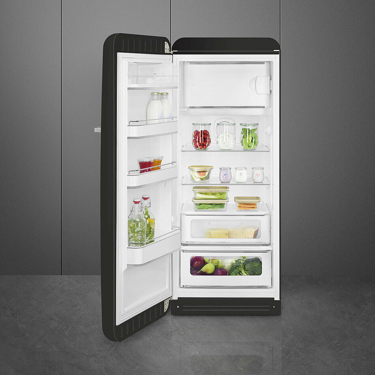 KÜHL-GEFRIER-KOMBINATION FAB28LBL6  - Schwarz Hochglanz, Trend, Metall (60.1/153/76.8cm) - SMEG