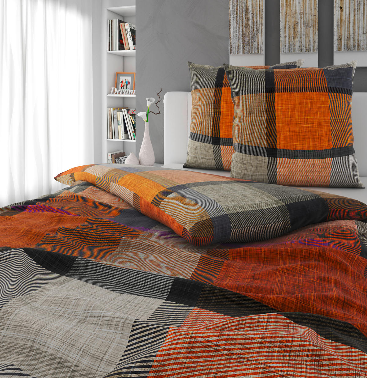 BETTWÄSCHE Flanell 200/200 cm  - Orange, Textil (200/200cm) - Novel