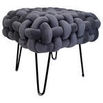 HOCKER Amy Samt Grau, Schwarz  - Schwarz/Grau, Trend, Textil/Metall (44/41/44cm) - Xora