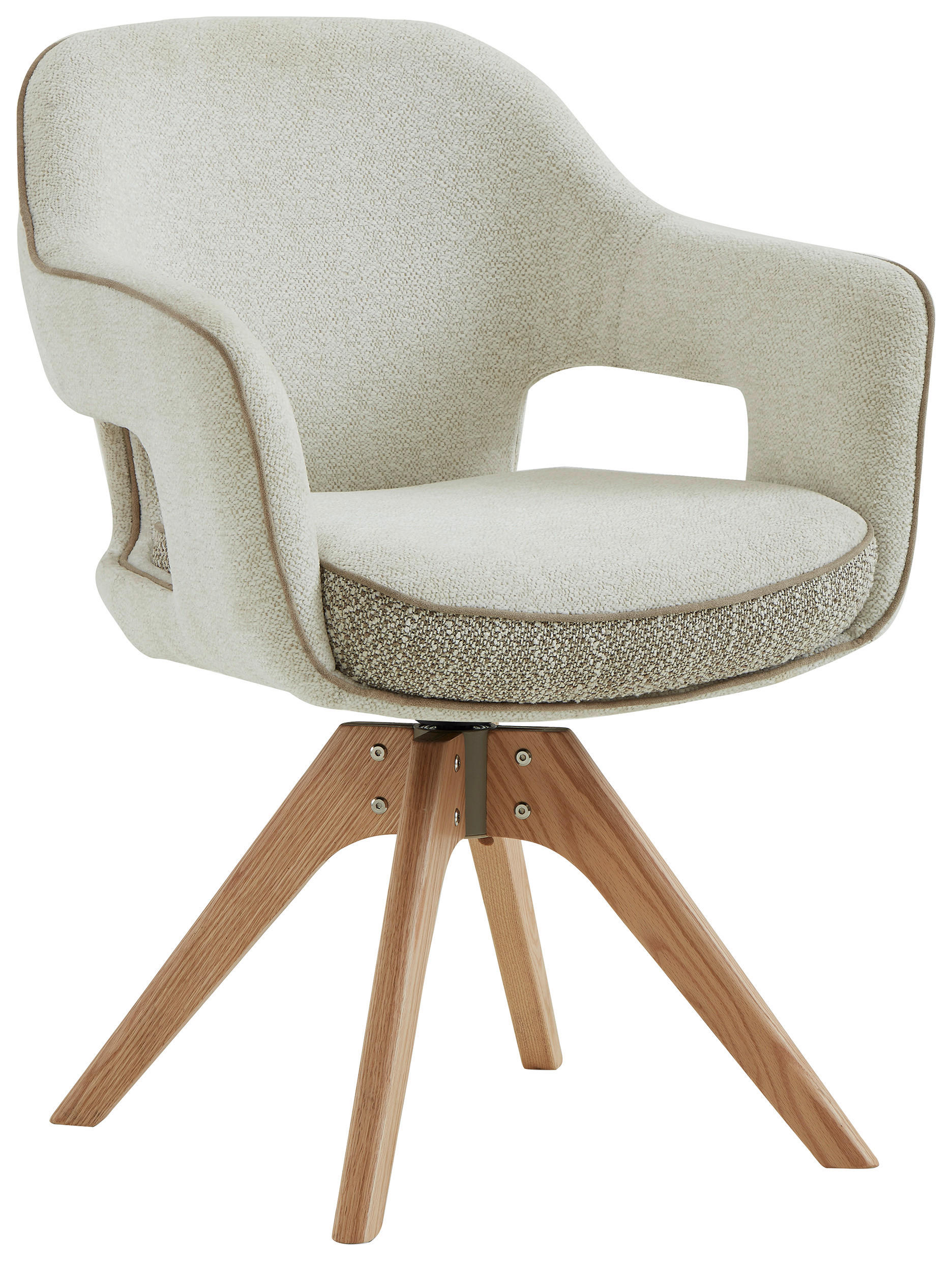 ARMLEHNSTUHL in Holz, Textil Eichefarben, Beige  - Eichefarben/Beige, Design, Holz/Textil (62/84/62cm) - Valnatura