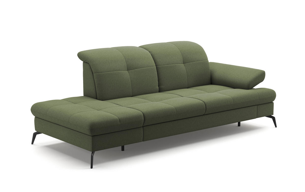 RÉCAMIERE in Flachgewebe Olivgrün  - Schwarz/Olivgrün, Konventionell, Textil/Metall (231/90/122cm) - Sit & More