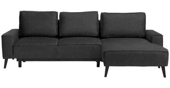 ECKSOFA in Velours Anthrazit  - Anthrazit/Schwarz, Basics, Holz/Textil (260/161cm) - Carryhome