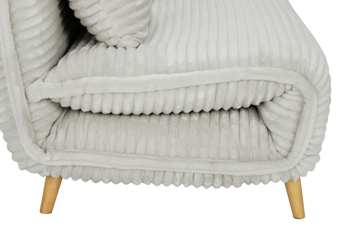 SCHLAFSOFA Cord Weiß  - Walnussfarben/Weiß, MODERN, Holz/Textil (92/216/87/26/150cm) - Livetastic
