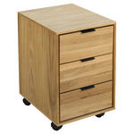 ROLLCONTAINER Eiche massiv Eichefarben  - Eichefarben/Schwarz, Natur, Holz/Holzwerkstoff (38/59/47cm) - Linea Natura