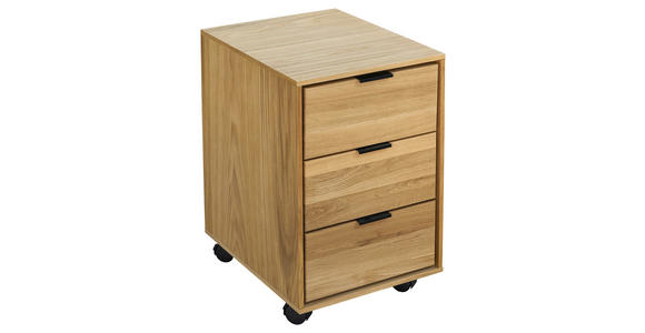 ROLLCONTAINER 38/59/47 cm  - Eichefarben/Schwarz, Natur, Holz/Holzwerkstoff (38/59/47cm) - Linea Natura