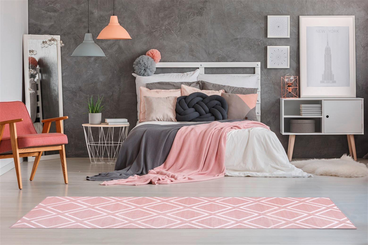 LÄUFER 80/300 cm Monroe 225 Rosa  - Rosa, KONVENTIONELL, Kunststoff/Textil (80/300cm)