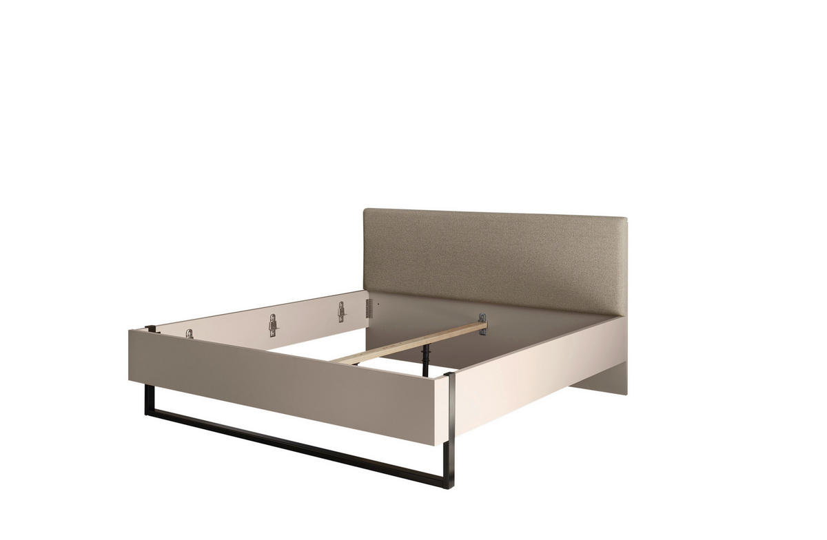 BETT 180/200 cm,  in Kaschmir, gepolstertes Kopfteil,  - Kaschmir/Schwarz, KONVENTIONELL, Textil/Metall (180/200cm) - Xora