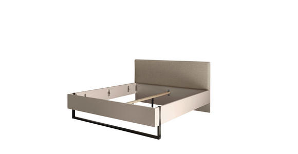 BETT 180/200 cm,  in Kaschmir, gepolstertes Kopfteil,  - Kaschmir/Schwarz, KONVENTIONELL, Textil/Metall (180/200cm) - Xora