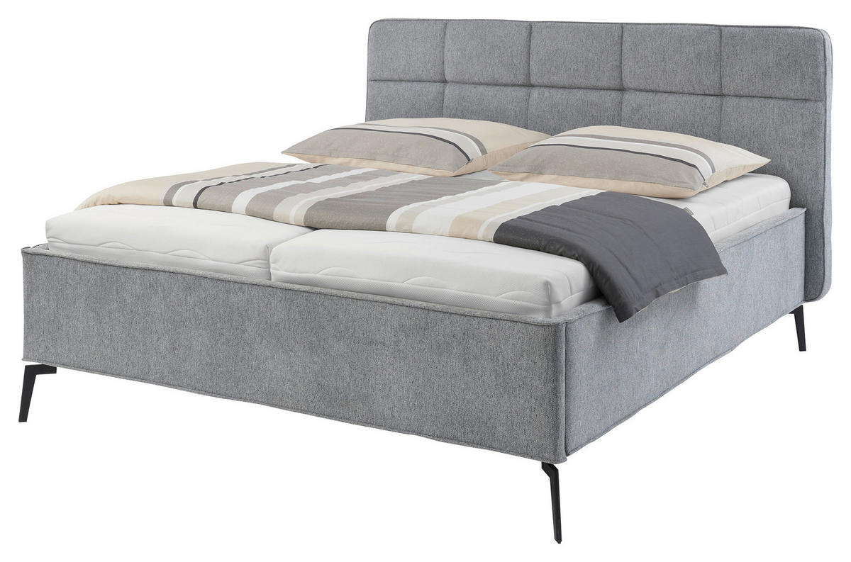 POLSTERBETT gepolstertes Kopfteil, motorische Verstellbarkeit, Fernbedienung, Lattenroste 180/200 cm  in Grau  - Birkefarben/Graphitfarben, KONVENTIONELL, Holz/Textil (180/200cm) - Musterring