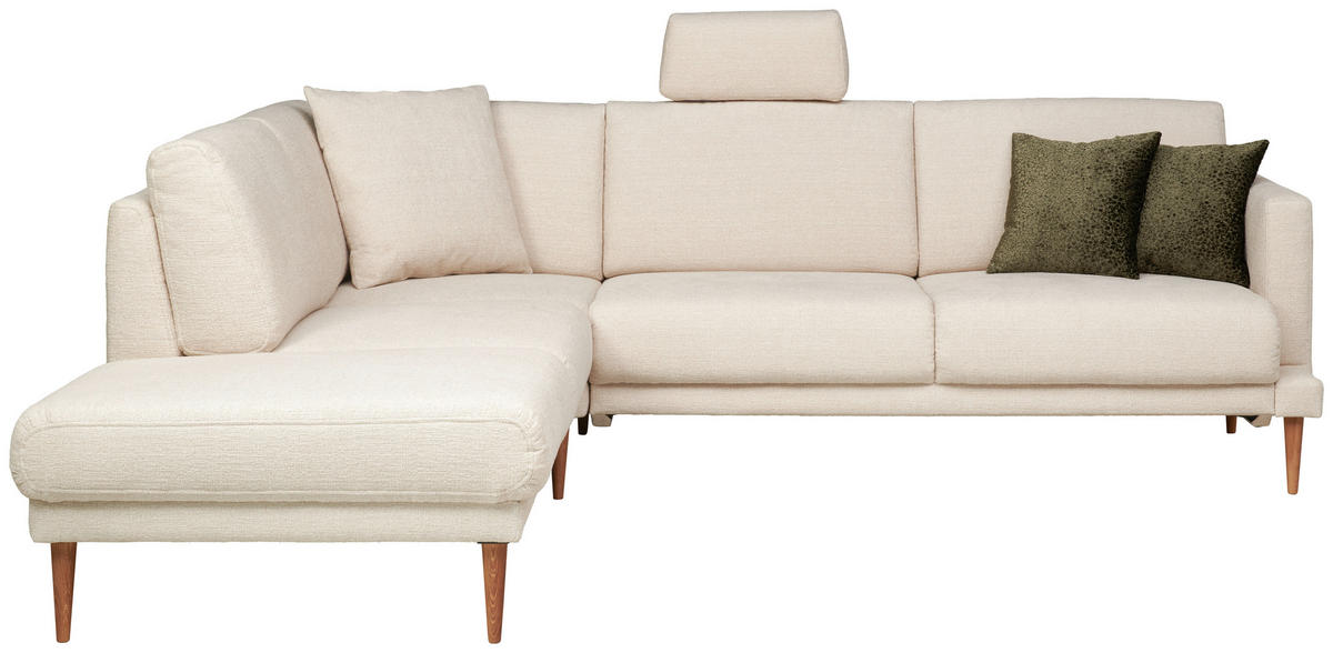 ECKSOFA  in Flachgewebe Beige  212/255 cm  - Eichefarben/Beige, KONVENTIONELL, Holz/Textil (212/255cm) - Valnatura