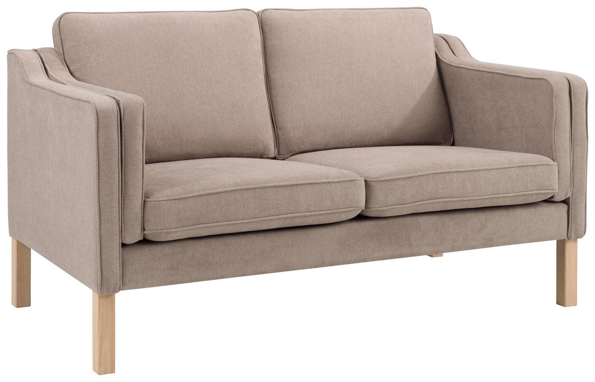 2-SITZER-SOFA Chenille Hellbraun  - Hellbraun/Eichefarben, Design, Holz/Textil (148/84/82cm)