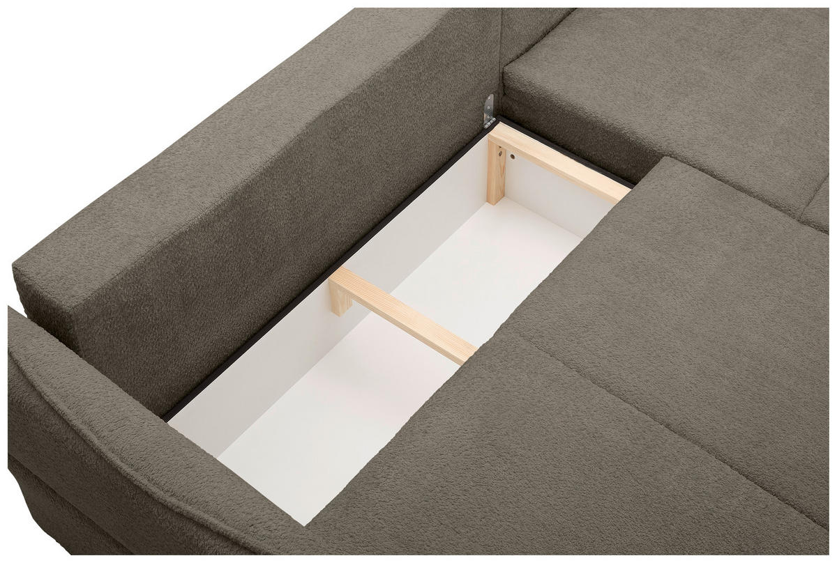 ECKSOFA in Chenille Taupe  - Taupe/Schwarz, Konventionell, Kunststoff/Textil (233/193cm) - Carryhome