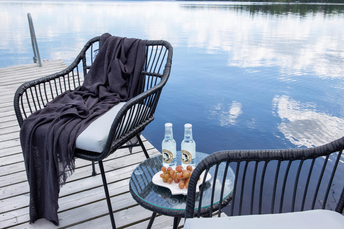 CAFÉSET metall, plast  - svart, Klassisk, metall/plast - Gardenson