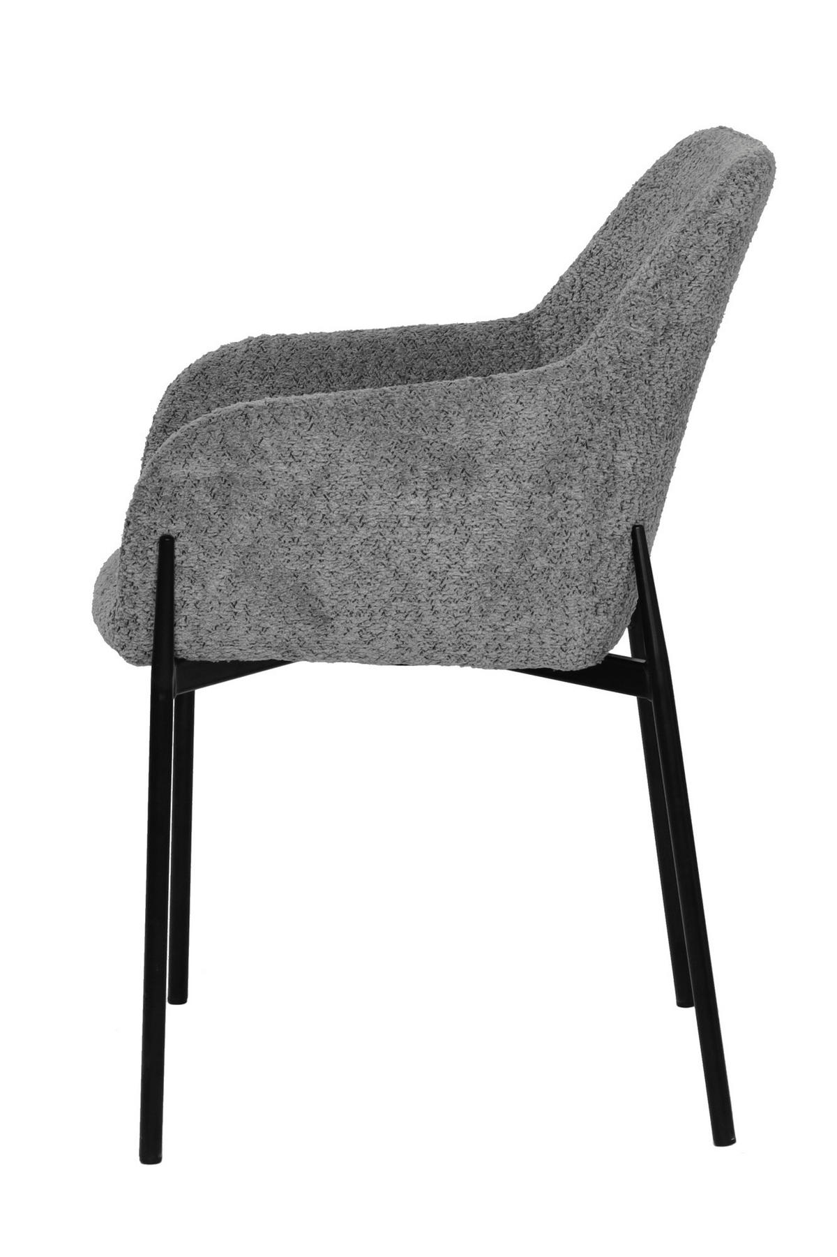 ARMLEHNSTUHL-SET 2 Stück  in Bouclé  - Schwarz/Grau, MODERN, Textil/Metall (63/79/51cm) - MID.YOU